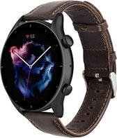 Leer Smartwatch bandje - Geschikt voor  Amazfit GTR 3 - Pro leren band - donkerbruin - GTR 3 & GTR 3 Pro - Strap-it Horlogeband / Polsband / Armband