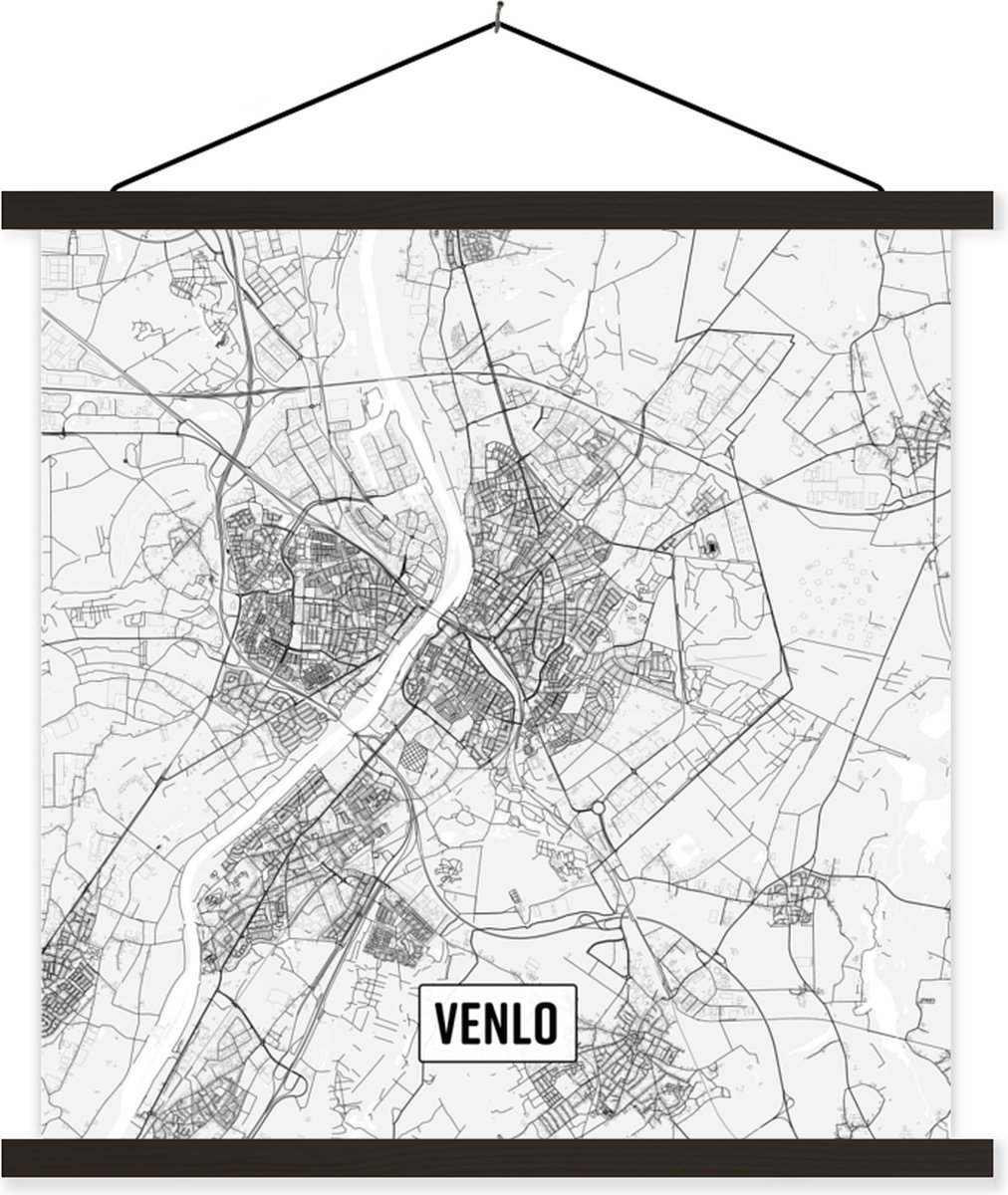Posterhanger incl. Poster 120x120 cm - Schoolplaat - Stadskaart Venlo - Textielposter - Zwarte latten op Prijzenvolger.com