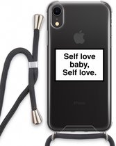 Case Company® - iPhone XR hoesje met Koord - Self love - Telefoonhoesje met Zwart Koord - Extra Bescherming aan alle Kanten en Over de Schermrand