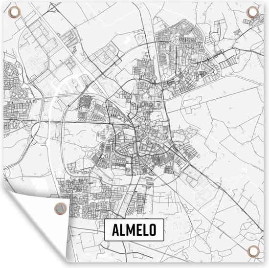 Affiche de Jardin Plan de la ville Almelo - 200x200 cm - Carte - Toile de jardin - Affiche extérieure