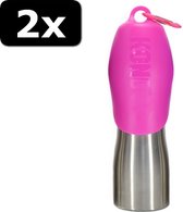 2x KONG H2O DRINKFLES RVS ROZE 740ML