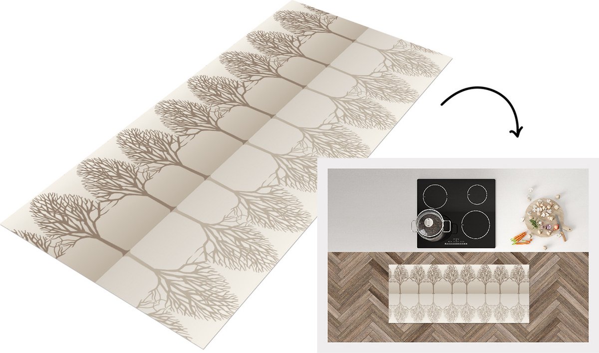 KitchenYeah Keukenloper - Loper keuken - Design - Bomen - Bos - 120x50 cm - Keukenloper vinyl Multicolor