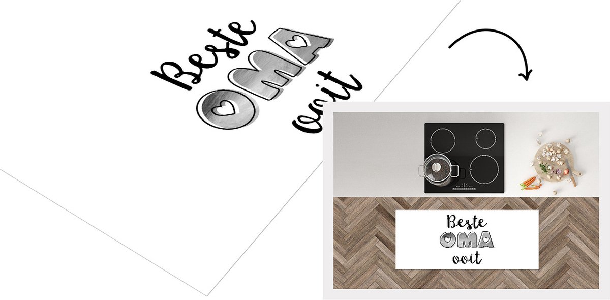 KitchenYeah Keukenloper - Loper keuken - Spreuken - Quotes Beste Oma Ooit - Oma - Moederdag - zwart wit - 120x50 cm - Keukenloper vinyl Zwart; Wit