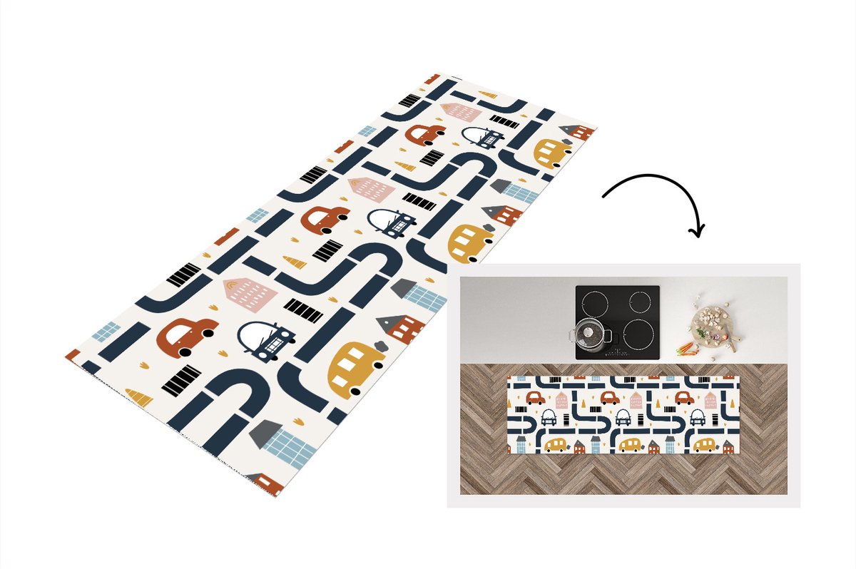 KitchenYeah Keukenloper - Loper keuken - Design - Jongens - Auto - Kinderen - Keukenloper vinyl multicolor, foto 5