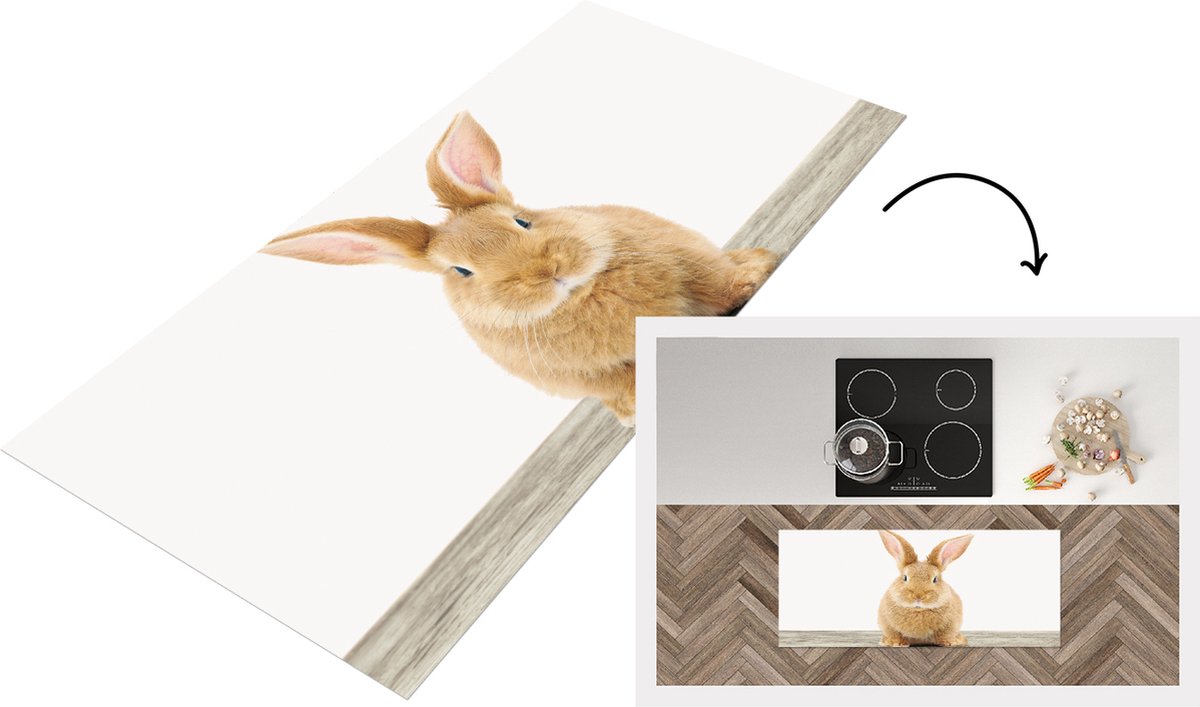 KitchenYeah Keukenloper - Loper keuken - Babykamer - Konijntje - Baby konijn - Kinderkamer - Meisjeskamer - 120x50 cm - Keukenloper vinyl Multicolor