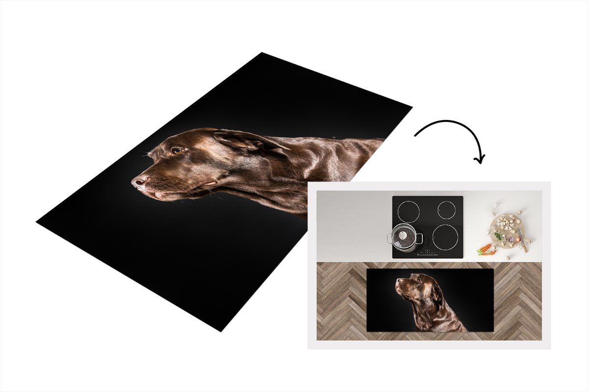 KitchenYeah Keukenloper - Loper keuken - Hond - Bruin - Portret - 120x60 cm - Keukenloper vinyl Multicolor
