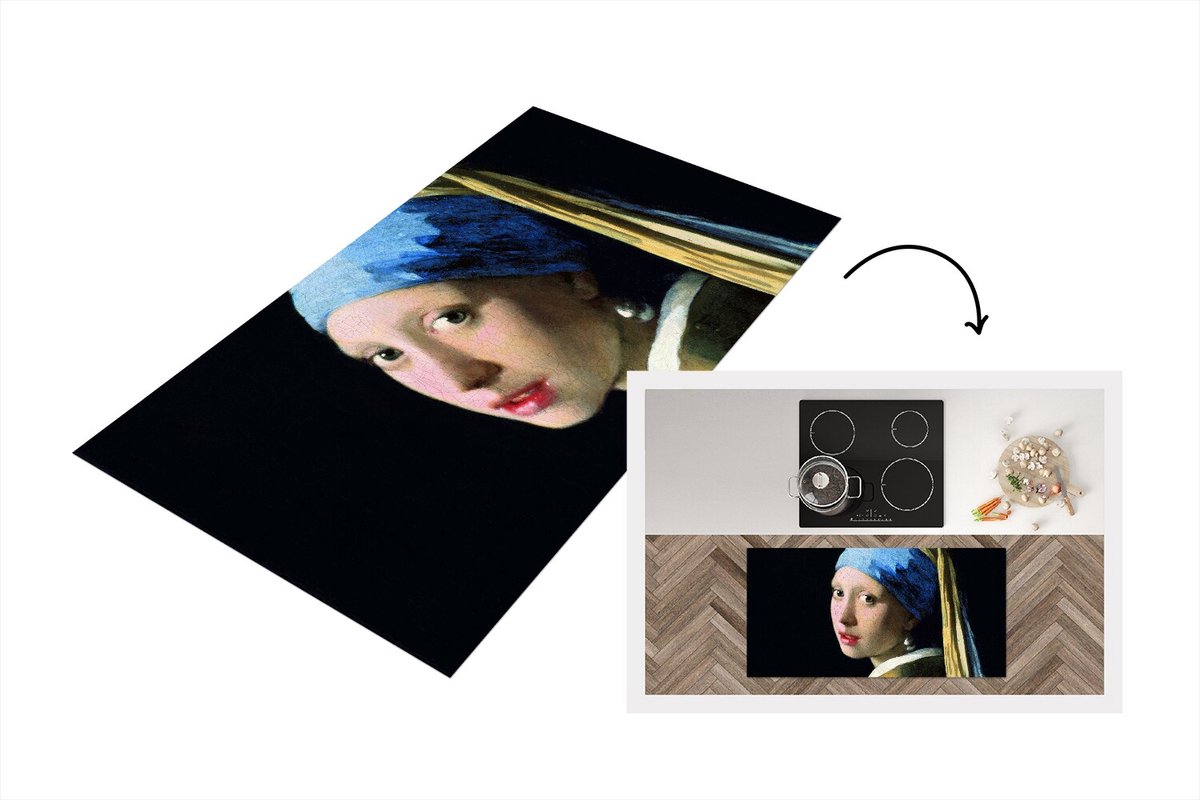 KitchenYeah Keukenloper - Loper keuken - Meisje met de parel - Johannes Vermeer - 120x60 cm - Keukenloper vinyl Multicolor