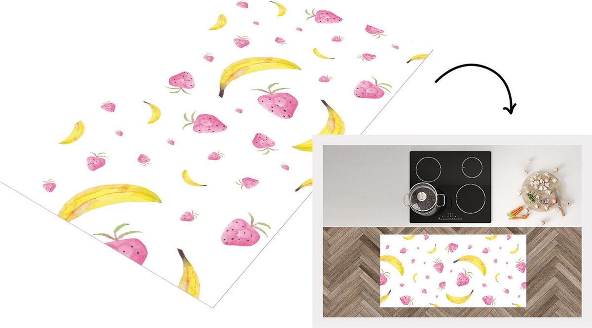 KitchenYeah Keukenloper - Loper keuken - Fruit - Design - Aquarelverf - 120x60 cm - Keukenloper vinyl Multicolor