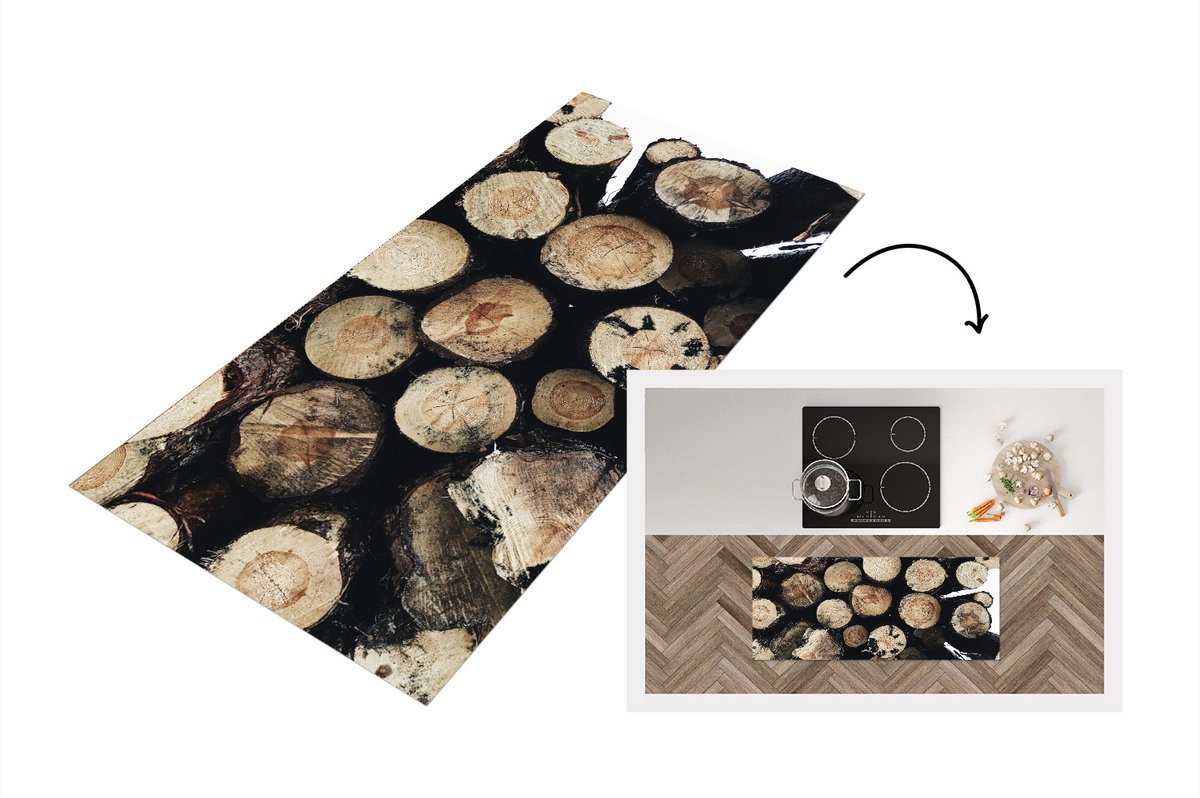 KitchenYeah Keukenloper - Loper keuken - Hout - Winter - Haard - Keukenloper vinyl Multicolor