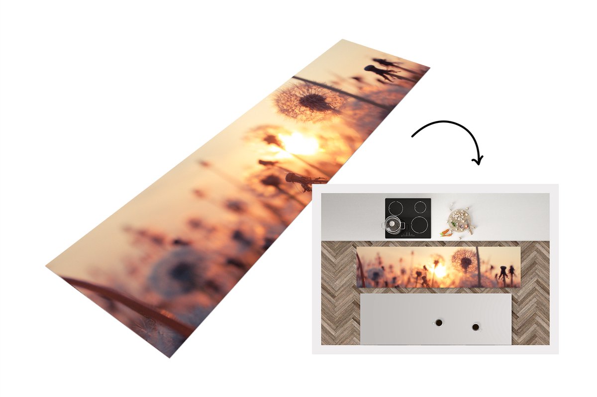 KitchenYeah Keukenloper - Loper keuken - Paardenbloem - Zonsondergang - Lente - Keukenloper vinyl multicolor, foto 5