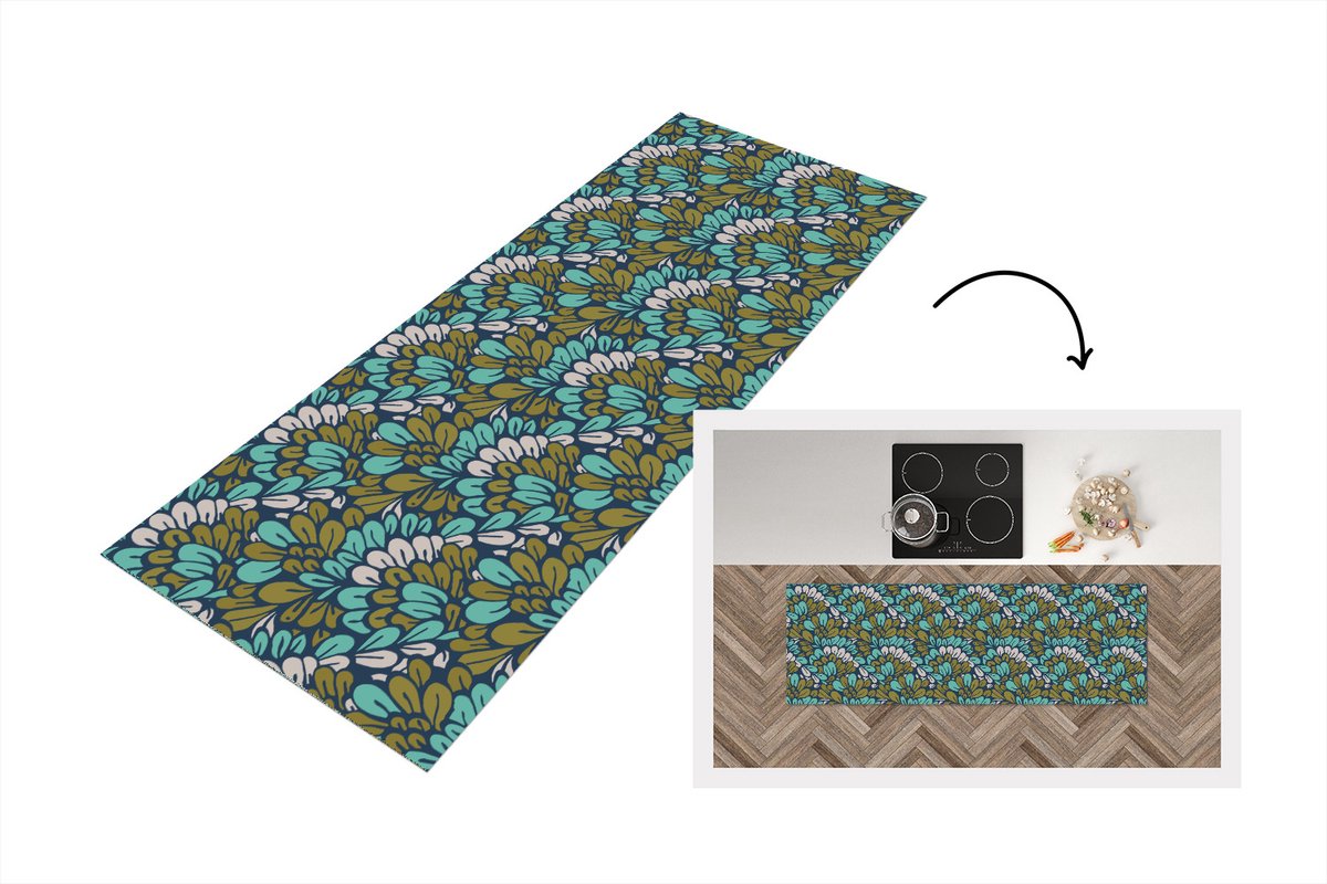 KitchenYeah Keukenloper - Loper keuken - Patronen - Jungle - Plant - 180x60 cm - Keukenloper vinyl Multicolor