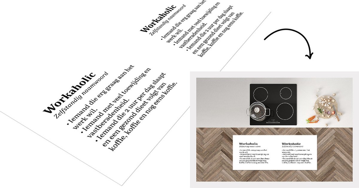 KitchenYeah Keukenloper - Loper keuken - Workaholic - Koffie - Woordenboek - Keukenloper vinyl Multicolor