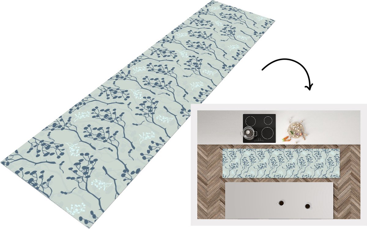 KitchenYeah Keukenloper - Loper keuken - Patronen - Tuin - Takken - 240x60 cm - Keukenloper vinyl Multicolor