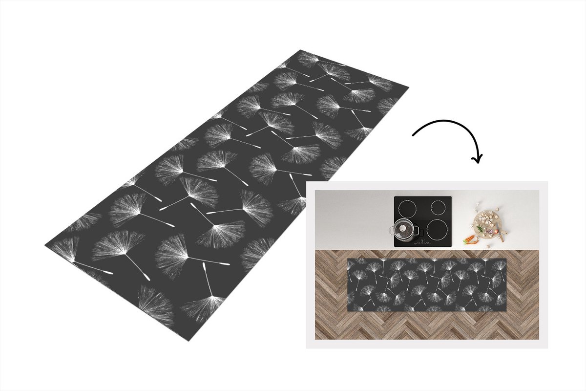 KitchenYeah Keukenloper - Loper keuken - Design - Paardenbloem - Plant - 150x50 cm - Keukenloper vinyl Multicolor