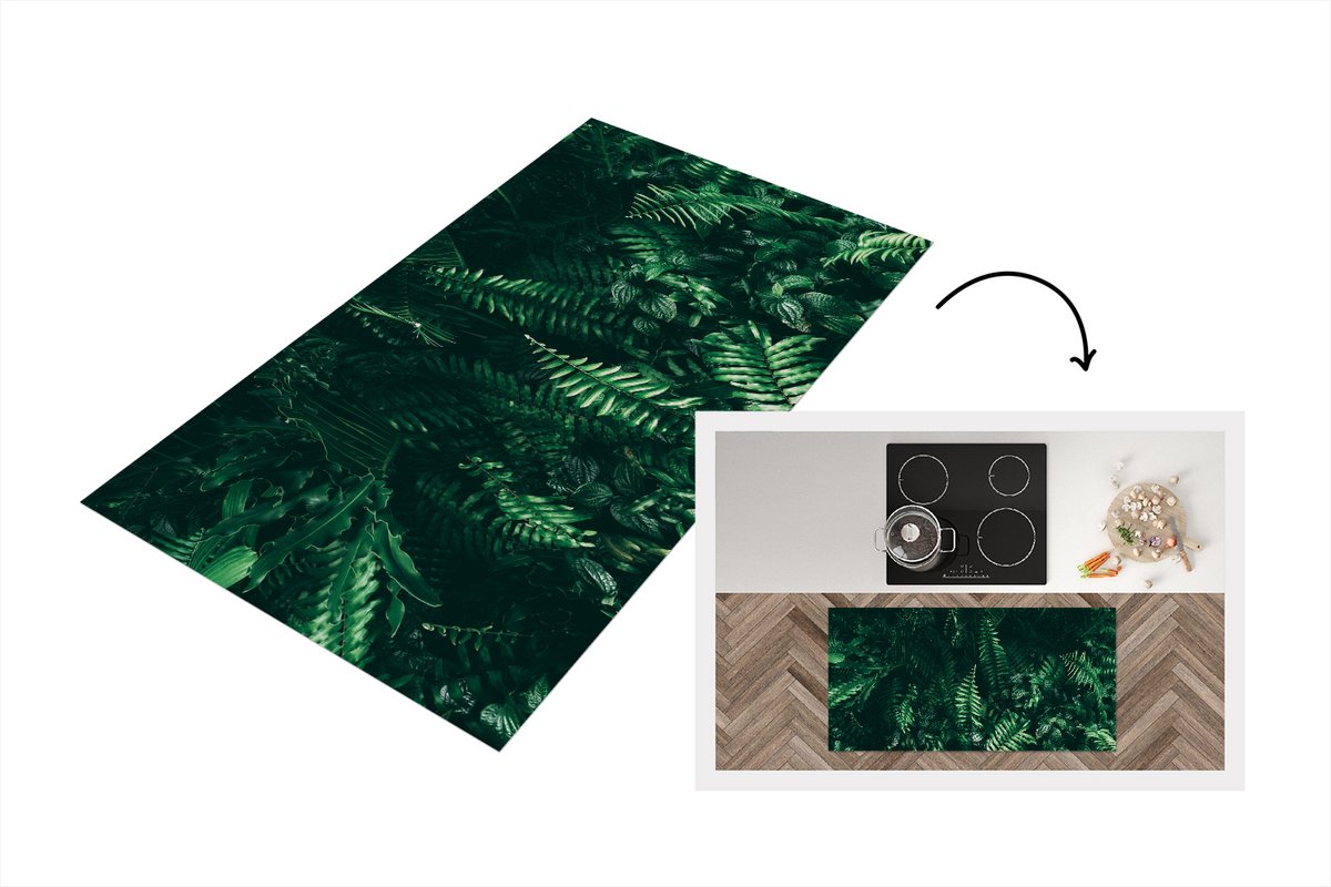 KitchenYeah Keukenloper - Loper keuken - Bladeren - Collage - Tropisch - 120x60 cm - Keukenloper vinyl Multicolor