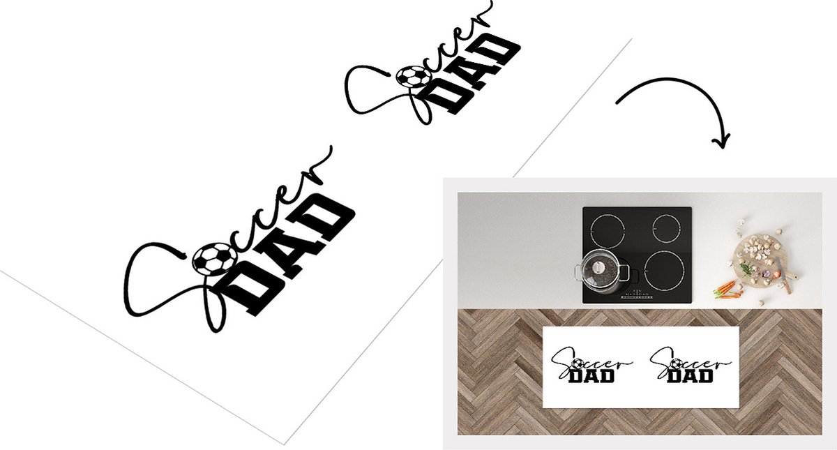KitchenYeah Keukenloper - Loper keuken - Quotes - Spreuken - Soccer dad - Voetbalvader - Papa - 120x50 cm - Keukenloper vinyl Multicolor