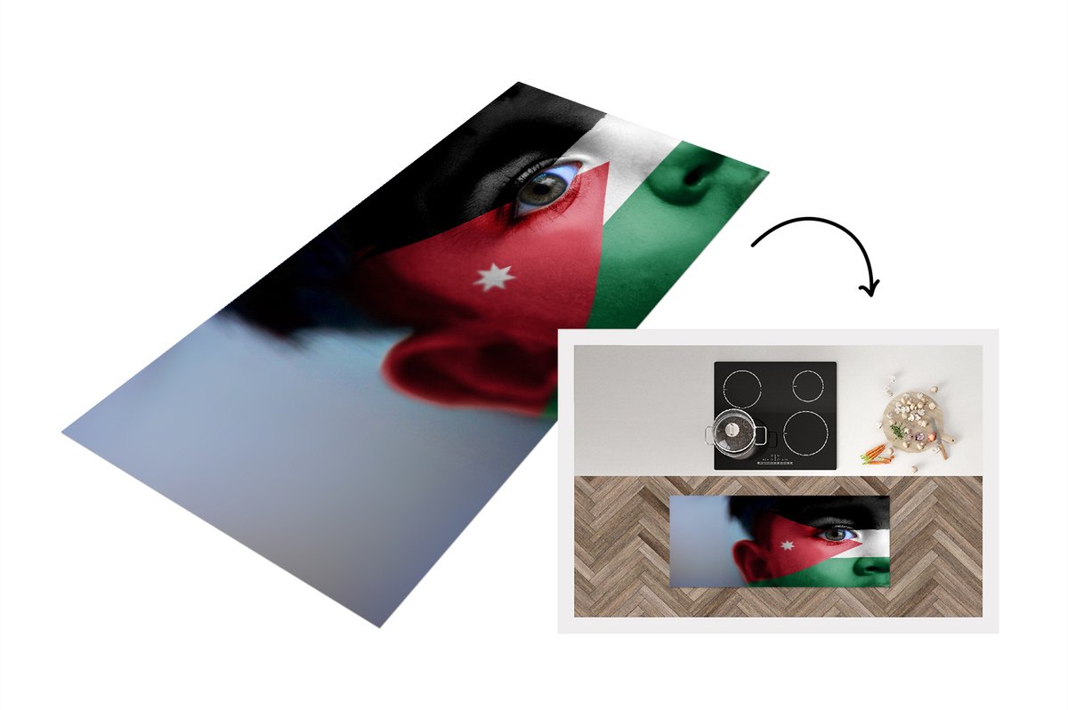 KitchenYeah Keukenloper - Loper keuken - Vlag van Jordanië - 120x50 cm - Keukenloper vinyl Multicolor