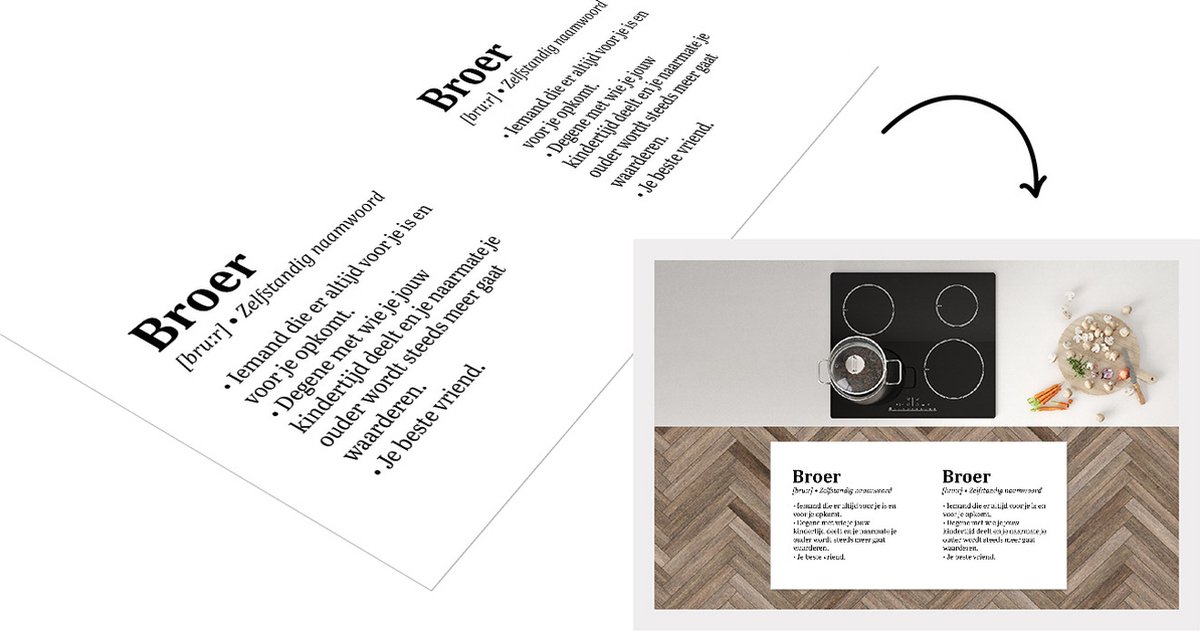 KitchenYeah Keukenloper - Loper keuken - Broer - Woordenboek - Spreuken - Broer definitie - Quotes - 120x60 cm - Keukenloper vinyl Multicolor