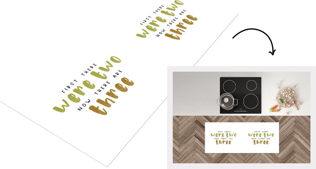 KitchenYeah Keukenloper - Loper keuken - Quotes - Baby - First there were two now there are three - Spreuken - 120x50 cm - Keukenloper vinyl Multicolor