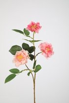 Kunstbloem Roos - topkwaliteit decoratie - Roze - zijden tak - 64 cm hoog