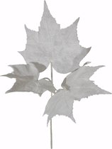 Kerstblad truncate maple - topkwaliteit decoratie - Wit - zijden tak - 40 cm hoog
