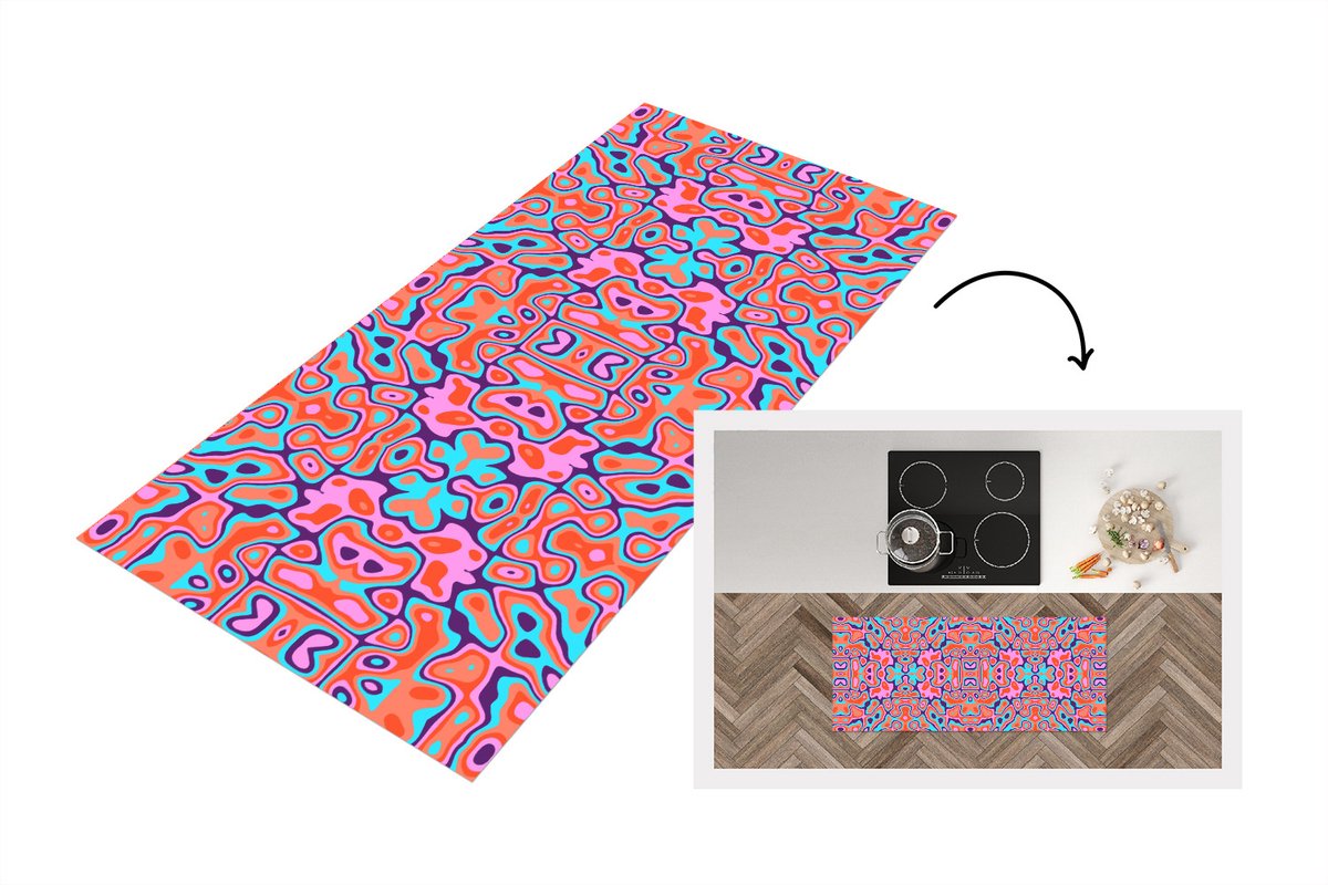 KitchenYeah Keukenloper - Loper keuken - Patronen - Lavalamp - Abstract - 120x50 cm - Keukenloper vinyl Multicolor