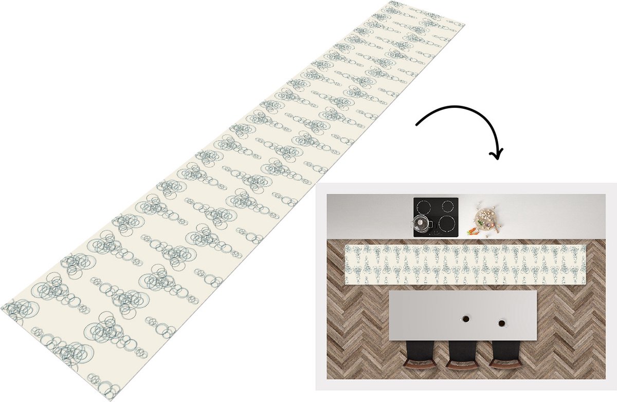 KitchenYeah Keukenloper - Loper keuken - Cirkel - Patronen - Abstract - 300x50 cm - Keukenloper vinyl Multicolor