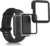 kwmobile 2x cover geschikt voor Xiaomi Redmi Watch 2 Lite - Fitnesstracker cover van gehard glas en kunststof frame set zwart / transparant