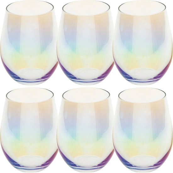 Set van 6x stuks tumbler glazen parelmoer Fantasy 540 ml van glas - Drinkglazen - Waterglazen