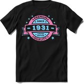 1931 Premium Quality | Feest Kado T-Shirt Heren - Dames | Licht Roze - Licht Blauw | Perfect Verjaardag Cadeau Shirt | Grappige Spreuken - Zinnen - Teksten | Maat S