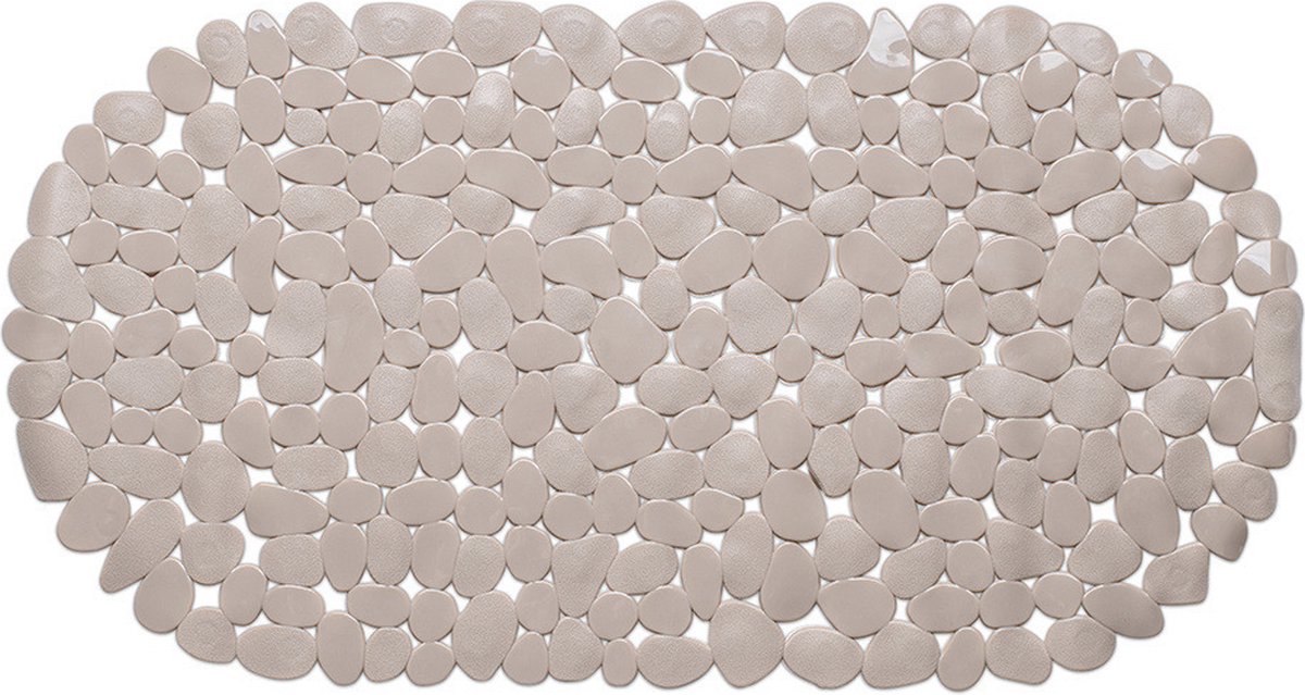 Wicotex Douchemat - ovaal - taupe - steentjes - 68 x 35 cm - Schimmelbestendig - Anti-slip