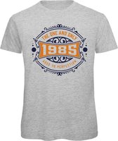 1985 The One And Only | Feest Kado T-Shirt Heren - Dames | Donker Blauw - Goud | Perfect Verjaardag Cadeau Shirt | Grappige Spreuken - Zinnen - Teksten | Maat XL