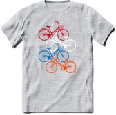 Amsterdam Bike City T-Shirt | Souvenirs Holland Kleding | Dames / Heren / Unisex Koningsdag shirt | Grappig Nederland Fiets Land Cadeau | - Licht Grijs - Gemaleerd - S