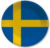 Landen thema versiering vlag Zweden wegwerp borden 30x stuks - Feestartikelen/versiering