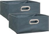 Set van 2x stuks opbergmand/kastmand 14 liter grijsblauw linnen 31 x 31 x 15 cm - Opbergboxen - Vakkenkast manden