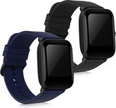 kwmobile 2x armband voor Huami Amazfit Bip U / Bip U pro - Bandjes voor fitnesstracker in zwart / donkerblauw