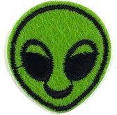 Alien Ovaal Hoofd Strijk Patch Groen B 3.5 x L 3.8 cm