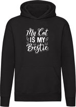 My Cat Is My Bestie | Unisex | Trui | Sweater | Hoodie | Capuchon | Zwart | Mijn Kat is mijn beste vriend | Kater | Poes | Huisdier | Dierendag