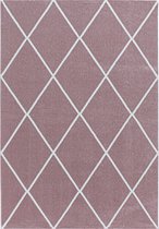 Woonkamer tapijt laagpolig tapijt diamant patroon lijnen roze kleur