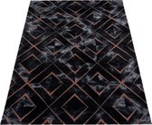 Laagpolig design vloerkleed Woonkamer vloerkleed Dark Marble Rhombe Bronze Diamond Pattern