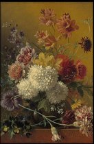 Walljar - Van Os - Hartvormige Bloemen - Muurdecoratie - Poster met lijst