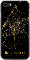Geschikt voor iPhone 8 hoesje - Roosendaal - Plattegrond - Goud - Zwart - Siliconen Telefoonhoesje - Stadskaart