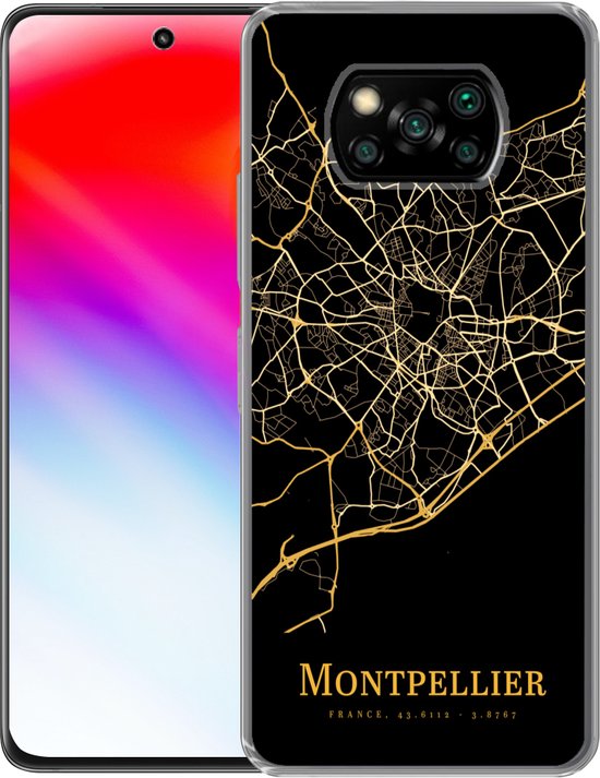 Coque Xiaomi Poco X3 NFC - Montpellier - Carte - Or - Coque de téléphone en Siliconen