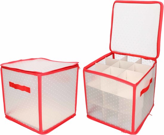 2x stuks kerstballen opruimen/opbergen opbergboxen 31 x 31 x 31 cm - Kerstversiering opbergdozen