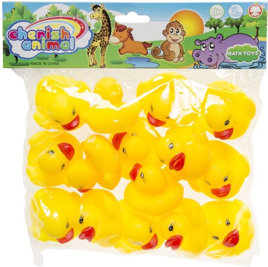 Badeendjes - 30x stuks - geel - kunststof - 4,5 cm - badspeelgoed van Duckiez — afbeelding 3