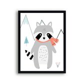 Poster Wasbeer in de bergen / Bos / 30x21cm