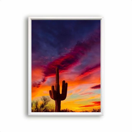 Poster Zonsondergang cactus - Zomer vibe / Zomers / 40x30cm