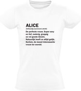 Alice | Dames T-shirt | Wit | Meisjesnaam | Woordenboek | Encyclopedie | Verjaardag | Grappig | Cadeau