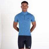 Het Dare2B Pedal It Out T-shirt met korte mouwen en halve rits - heren - lichtgewicht -Q-Wic Plus - Blauw