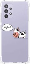 Silicone Back Case Geschikt voor Samsung Galaxy A32 4G | A32 5G Enterprise Editie Telefoonhoesje met doorzichtige rand Cow